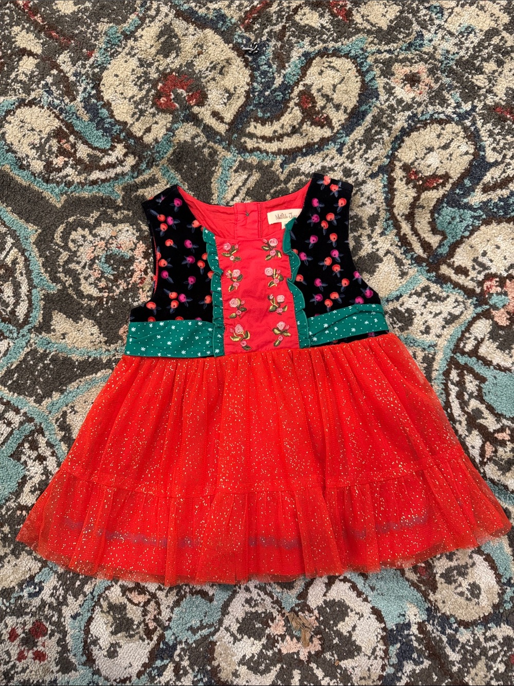 Matilda Jane Red Green Black Velvet Tulle Dress
